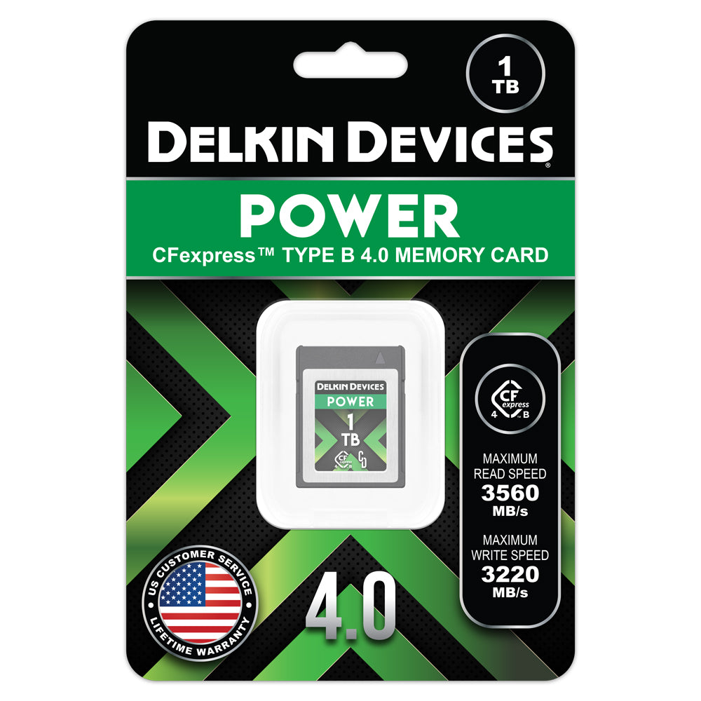 Delkin Devices POWER CFexpress Type B 4.0 Memory Card 1TB Package