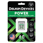 Delkin Devices POWER CFexpress Type B 4.0 Memory Card 512GB Package
