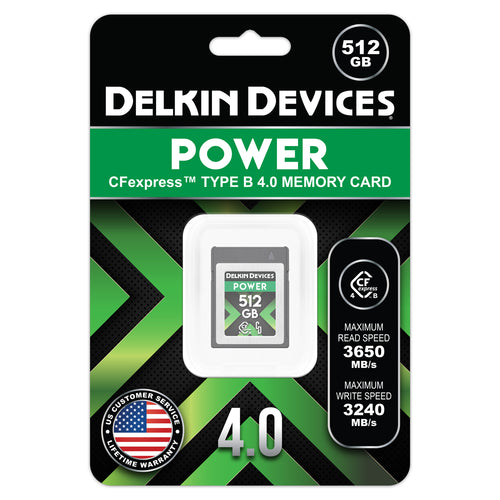 Delkin Devices POWER CFexpress Type B 4.0 Memory Card 512GB Package