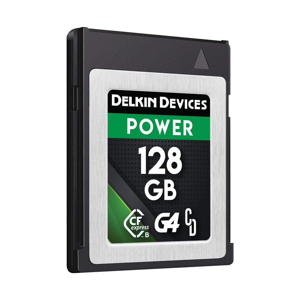 Delkin Devices POWER CFexpress Type B G4 Memory Card 128GB Angle 