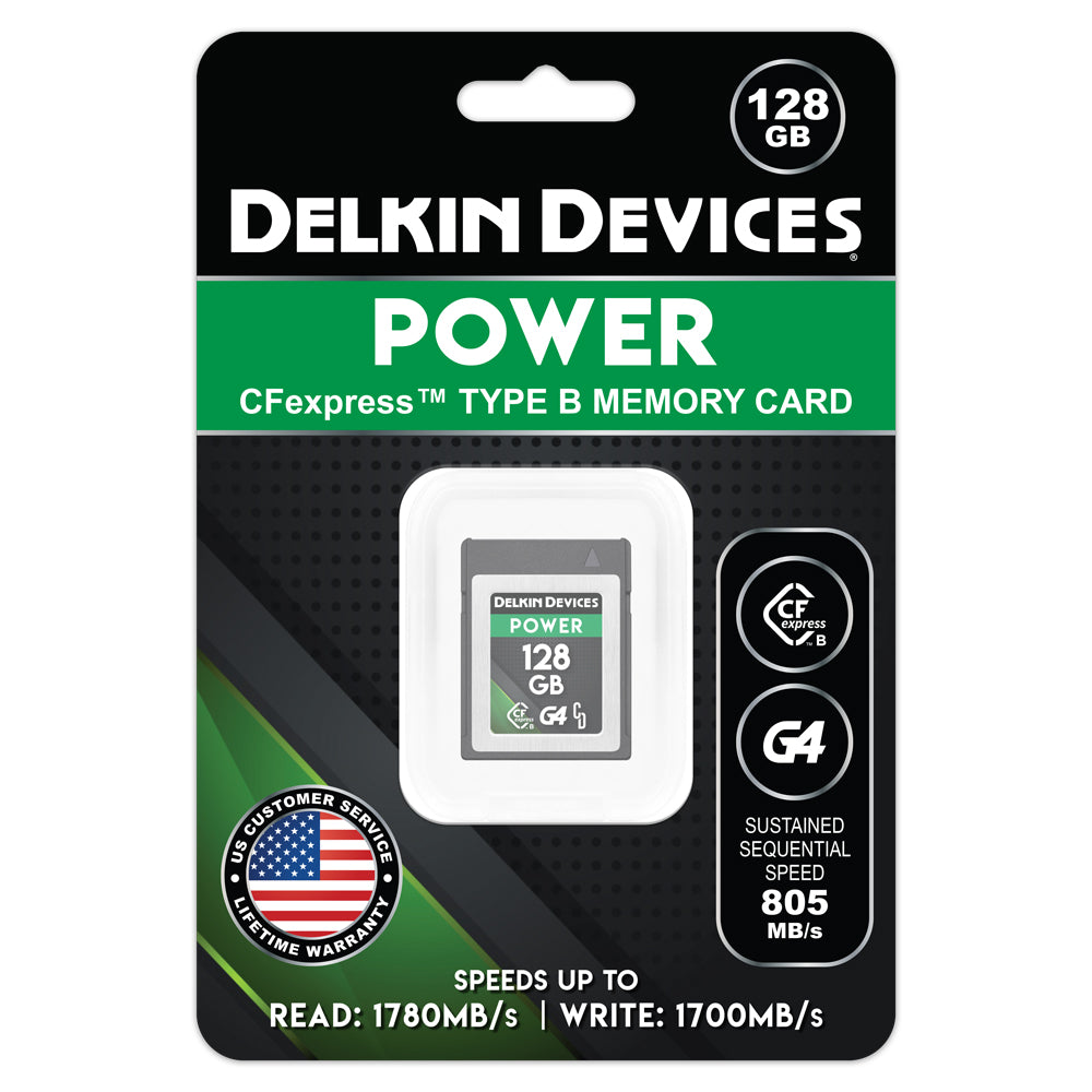 Delkin Devices POWER CFexpress Type B G4 Memory Card 128GB Package
