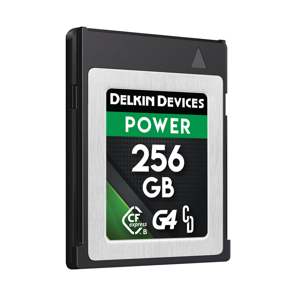 Delkin Devices POWER CFexpress Type B G4 Memory Card 256GB Angle