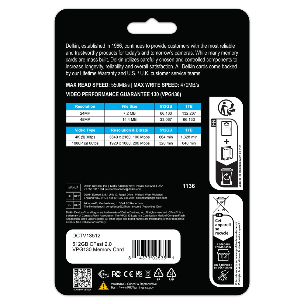 Delkin Devices CFast 2.0 Memory Card (128GB-1TB)
