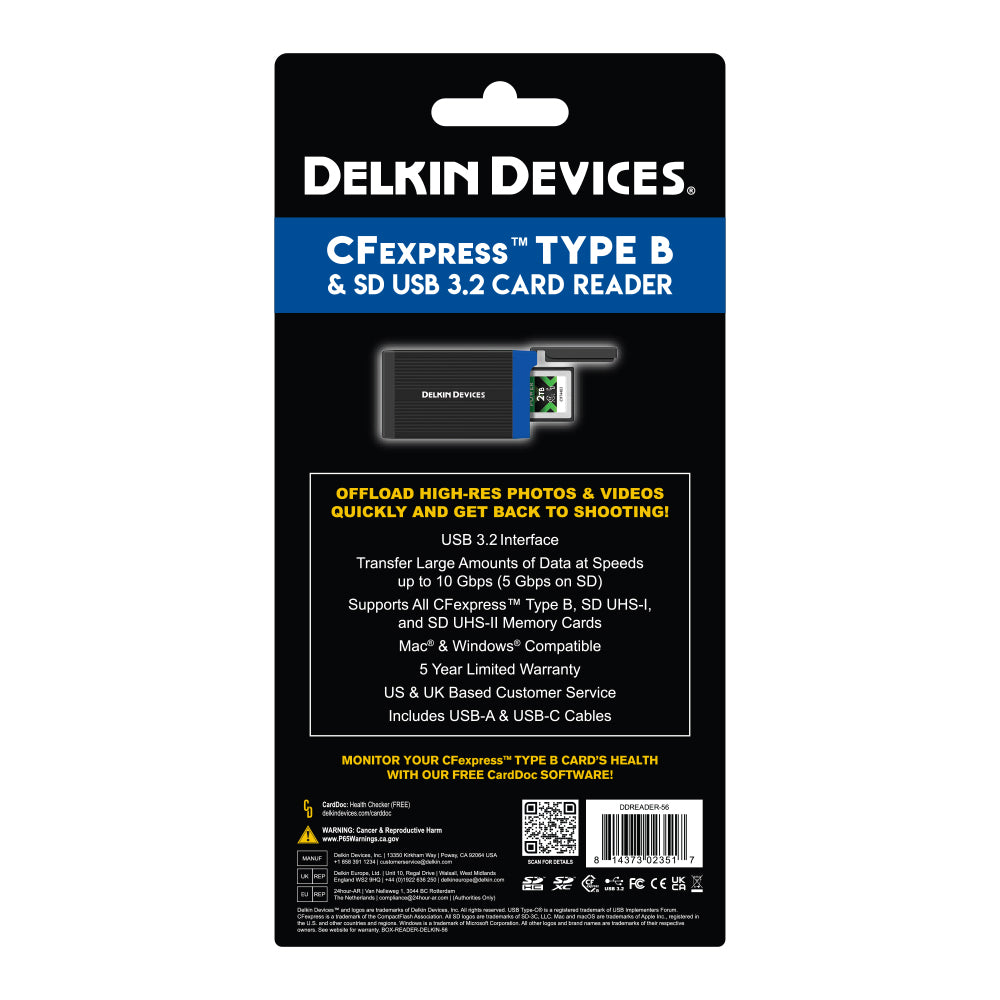 USB 3.2 CFexpress™ Type B & SD UHS-II Dual Slot Memory Card Reader (DDREADER-56)