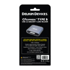 Retail back packaging for Delkin Devices USB 3.2 CFexpress Type B card reader