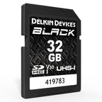 Delkin Devices BLACK V30 UHS-I Rugged SDXC Memory Card 32GB front angle