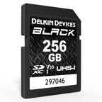 Delkin Devices BLACK V30 UHS-I Rugged SDXC Memory Card 256GB front angle