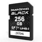 Delkin Devices BLACK V30 UHS-I Rugged SDXC Memory Card 256GB front angle 2