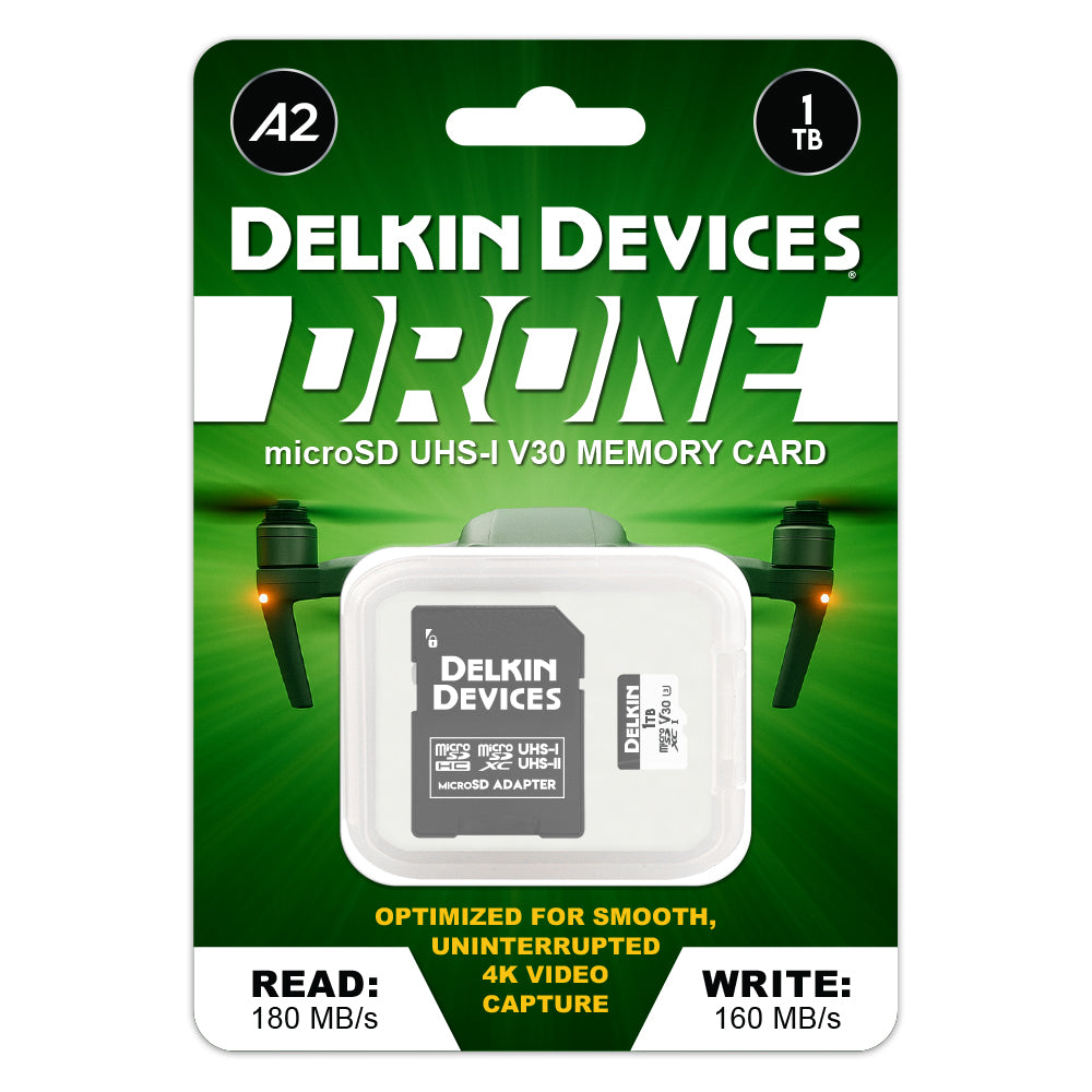 Delkin Devices 1TB DRONE UHS-I A2 V30 microSD in package