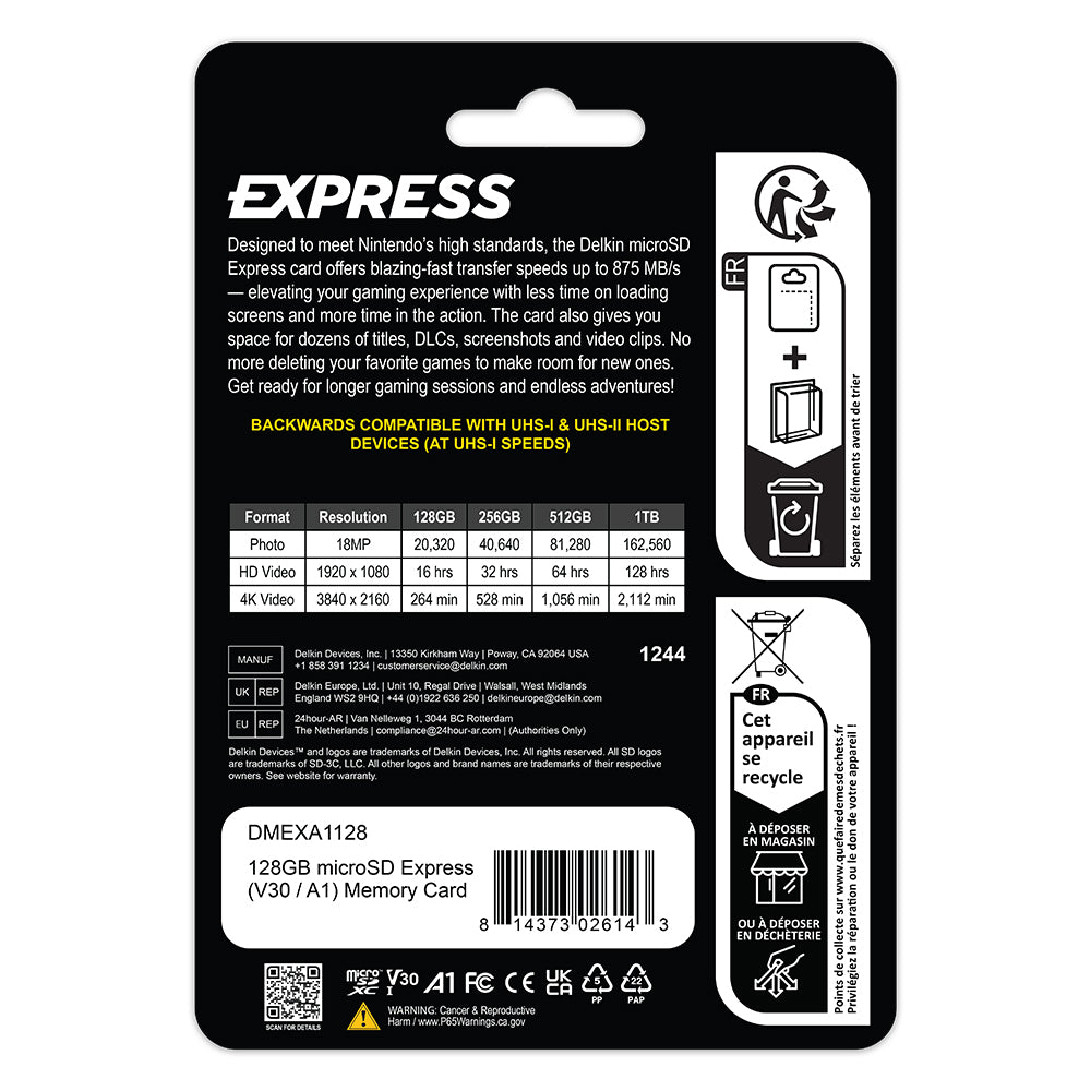 Delkin Devices EXPRESS UHS-I (V30) microSD Memory Cards (128GB-512GB)