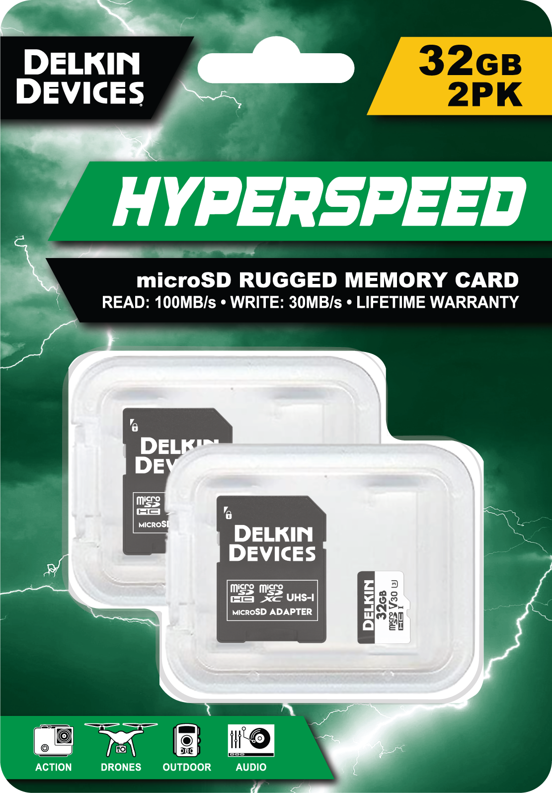 Delkin Devices HYPERSPEED UHS-I (V30) microSD Memory Cards (32GB-1TB)
