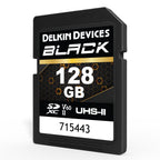 Delkin Devices BLACK V60 UHS-II Rugged SDXC Memory Card 128GB front Other Angle