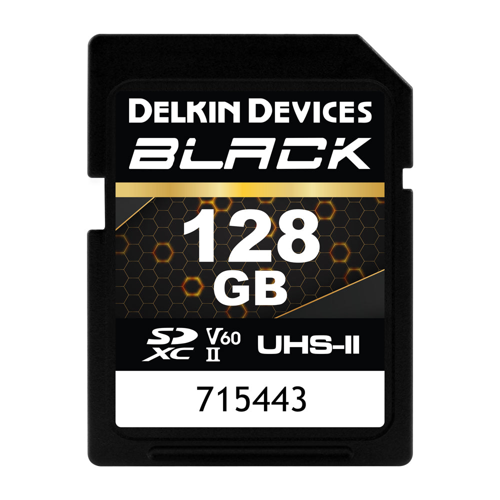 Delkin Devices BLACK V60 UHS-II Rugged SDXC Memory Card 128GB front