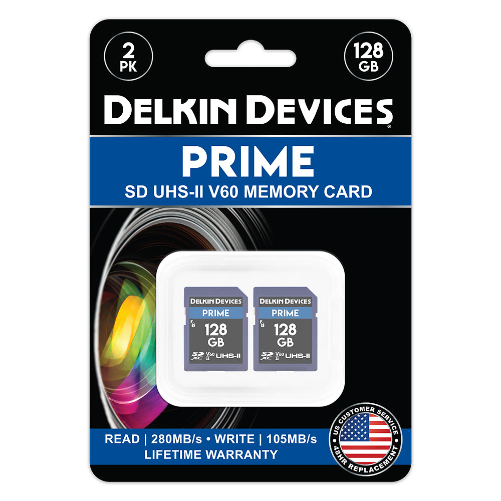 Delkin Devices PRIME UHS-II (V60) SDXC Memory Cards (128GB-1TB)
