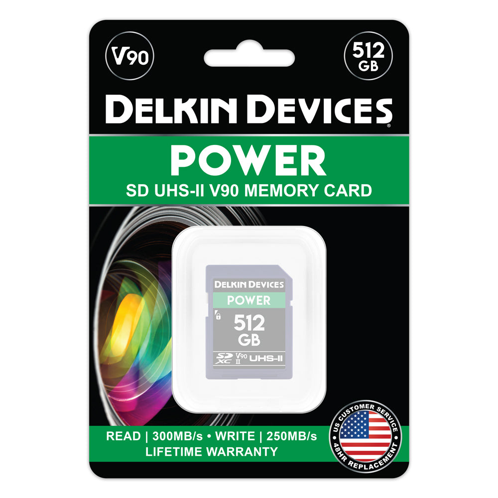 Delkin Devices POWER 512GB V90 UHS-II SDXC Memory Card Package