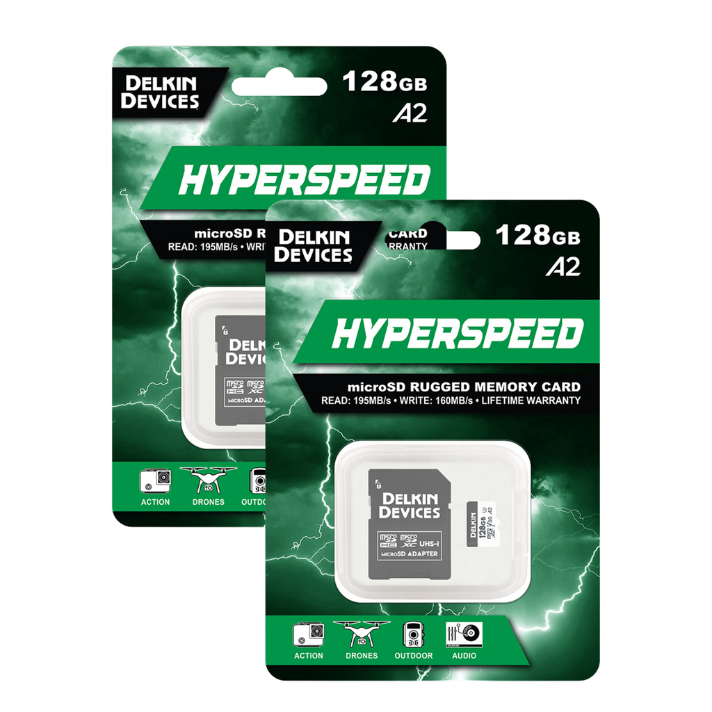 Delkin HYPERSPEED 128GB microSD UHS-I V30 A2 (2-Pack)
